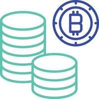 bitcoin money outline dual color icon vector