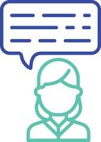 woman chat message outline dual color icon vector
