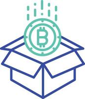 bitcoin open box outline dual color icon vector