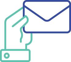 receive mail hand outline dual color icon vector