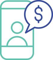 Mobile user finance outline dual color icon vector