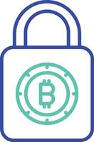 bitcoin lock security outline dual color icon vector