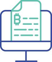 bitcoin file computer outline dual color icon vector