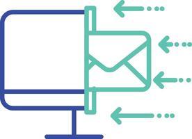 Receive mail and pc outline dual color icon vector