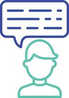 Man chat message outline dual color icon vector