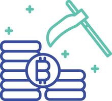 bitcoin mining outline dual color icon vector