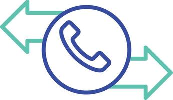 Incoming and outgoing calls outline dual color icon vector