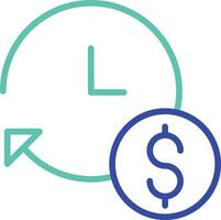 Clockwise dollar outline dual color icon vector