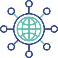 Global community outline dual color icon vector