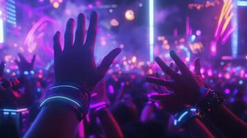 Hands raised in the air at a party photo