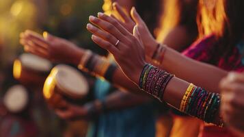 Women's hands clapping at a festival photo