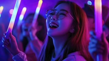 A woman holding up a lighted stick photo