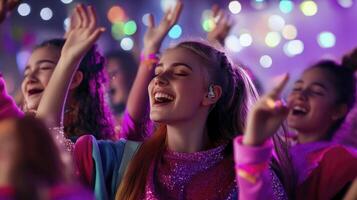 A group of girls dancing at a party photo
