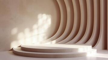 A room with a curved wall and a staircase photo