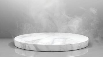 A white marble table with smoke coming out of it photo