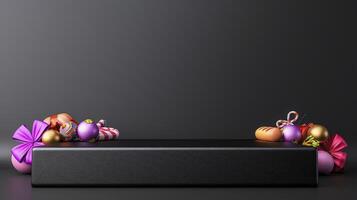 Christmas decorations on a black background photo