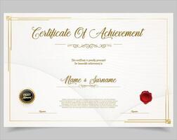 Elegant diploma or certificate template with classic vintage frame pattern stock illustration vector