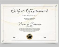 Elegant certificate of achievement template with classic vintage frame pattern stock illustration vector