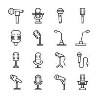 A set of microphone icons in a row vector