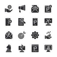 A set of icons for various business and technology related items vector
