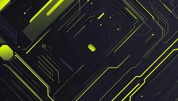 Abstract digital background with neon yellow lines on a dark surface. photo