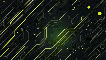 Abstract digital circuitry design with green and black lines. photo