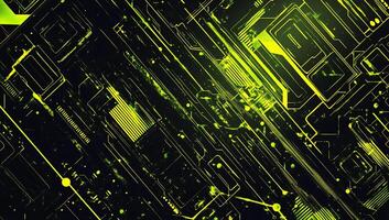 Abstract digital design with green and black geometric patterns. photo