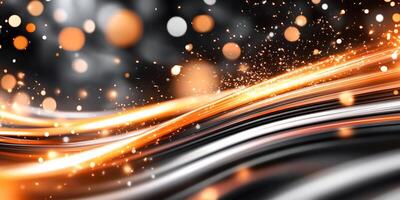 Abstract design featuring flowing lines and glowing orbs in dark tones. photo