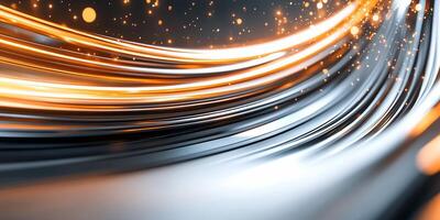 Abstract design featuring flowing lines and glowing particles. photo