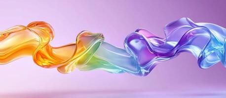 A colorful, flowing wave of translucent material against a soft backdrop. photo