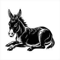 Outline Donkey Lying vector