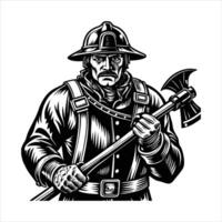 Firefighter With Axe vector