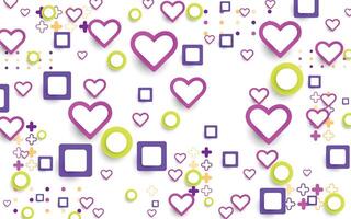 a background with many hearts and squares vector
