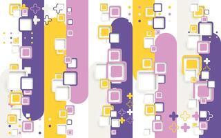 Geometric background with checkered pattern and trendy color vector