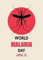 World Malaria Day concept, poster or card. Malaria mosquito in a red circle and text on a light background. illustration vector