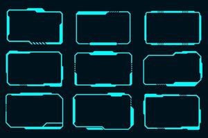 Futuristic frame set, HUD technology cyberpunk design element. Technology element vector