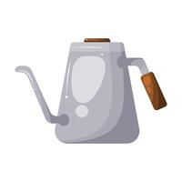 A illustration of a gooseneck kettle, designed for pour-over coffee brewing. This image highlights the kettle's sleek design and long, slender spout, perfect for controlled pouring. vector