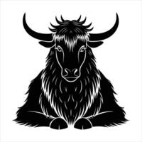 Yak silhouette on white board. vector