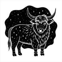 Yak outline black and white vector