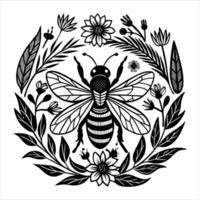 Bee With Leaves. vector