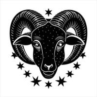 Sheep Ram Head. vector