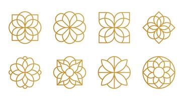 Islamic ornament set. Traditional Muslim design element with geometric and floral motifs isolated. vector