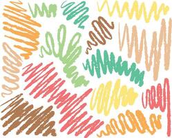 Wavy line mark. Children doodle highlight marker drawn. Sketch crayon brushstroke. Scribble swirl pattern. Brush paint element vector