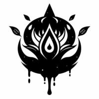 Abstract Lotus Intricate Black and White Design with Dripping Effect vector