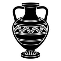 Silhouette of Ancient Greek Amphora with Patterned Design vector
