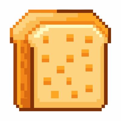 Pixel Art Bread Slice Icon Retro Digital Food Design in 8 Bit Style