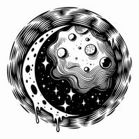 Celestial Art Intricate Moon and Planetary Cosmos in Black and White vector