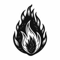 Stylized Black and White Flame Illustration for Modern Graphic Design Projects vector