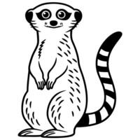 illustration of a standing meerkat with bold outlines simple black and white design, unique and playful animal art vector