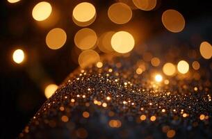 Abstract background round sparkling bokeh moves lights black background photo